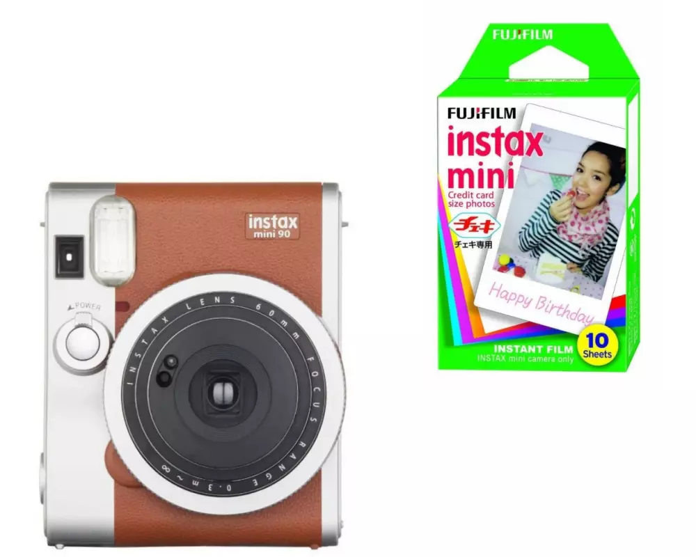 Fujifilm Fotokamera Instax Mini 90 Neo classic Kit Braun Silber