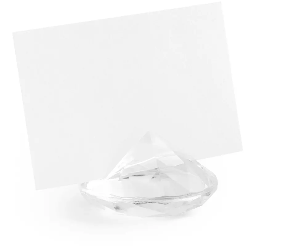 Partydeco Tischkarte Halter Diamanten 4 cm, 10 Stück, Transparent