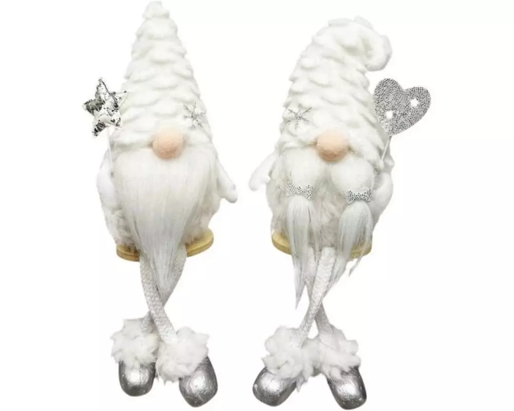 Dameco Weihnachtsfigur Wichtel 2-er Set, Weiss, 19 cm