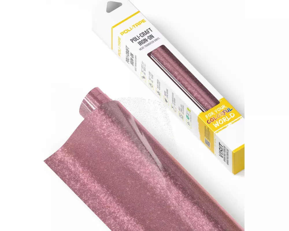 Poli-Tape Aufbügelfolie Pearl Glitter, 30.5 x 61 cm, Roségold
