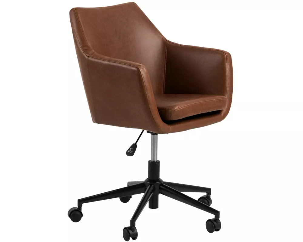 AC Design Bürostuhl Nora, mit Polsterrücken und Armlehnen, Cognac