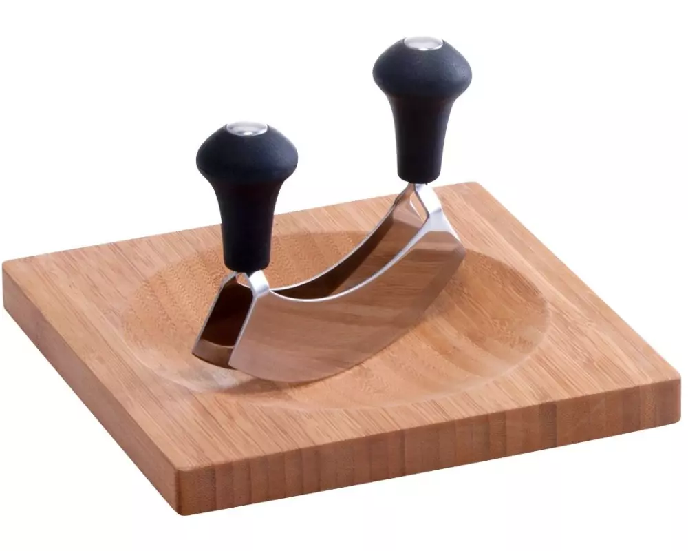 Zeller Present Kräuterbrett mit Wiegemesser 20 x 20 cm, Bambus / Edelstahl