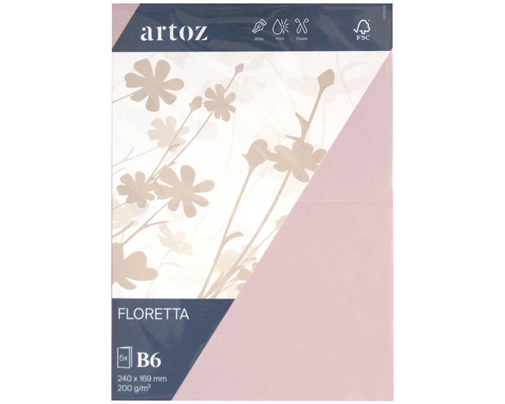 ARTOZ Karten 1001 B6 15836226-281 200g, light rose 5 Blatt