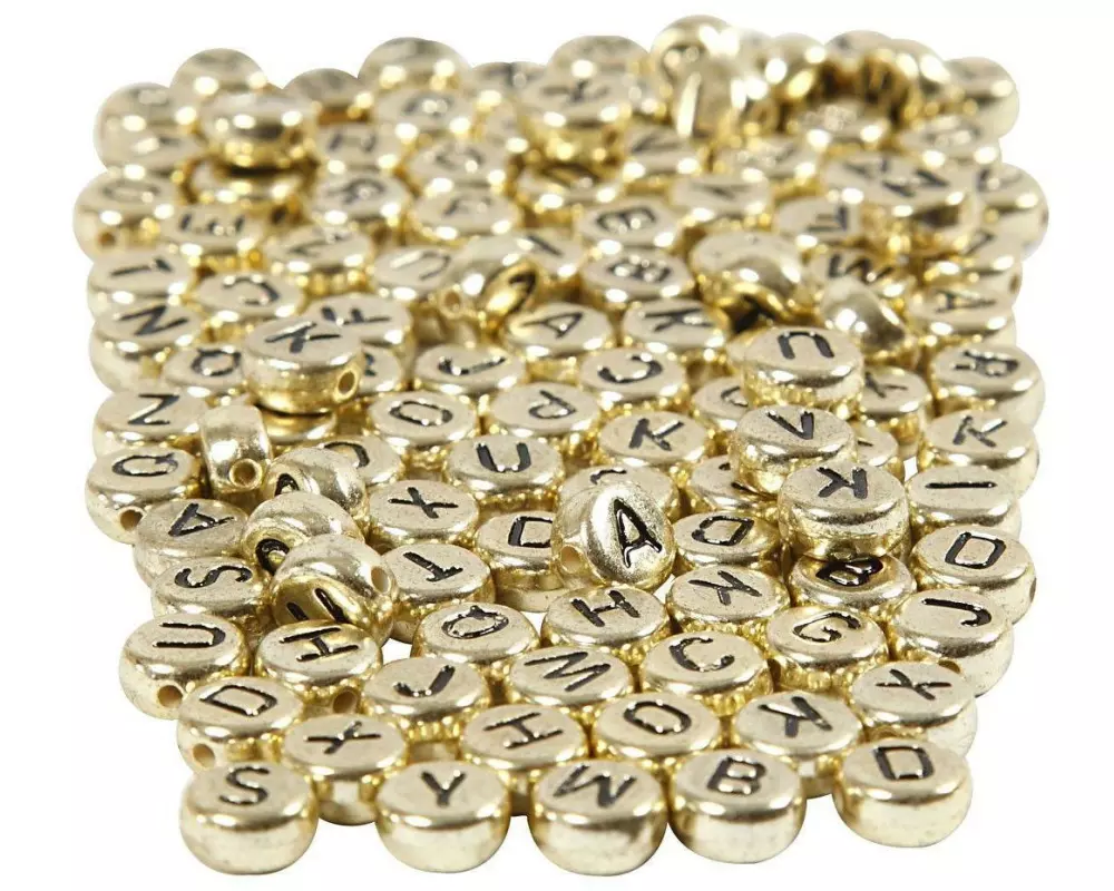 Creativ Company Buchstabenperlen 7 mm Kunststoff, Gold/Schwarz