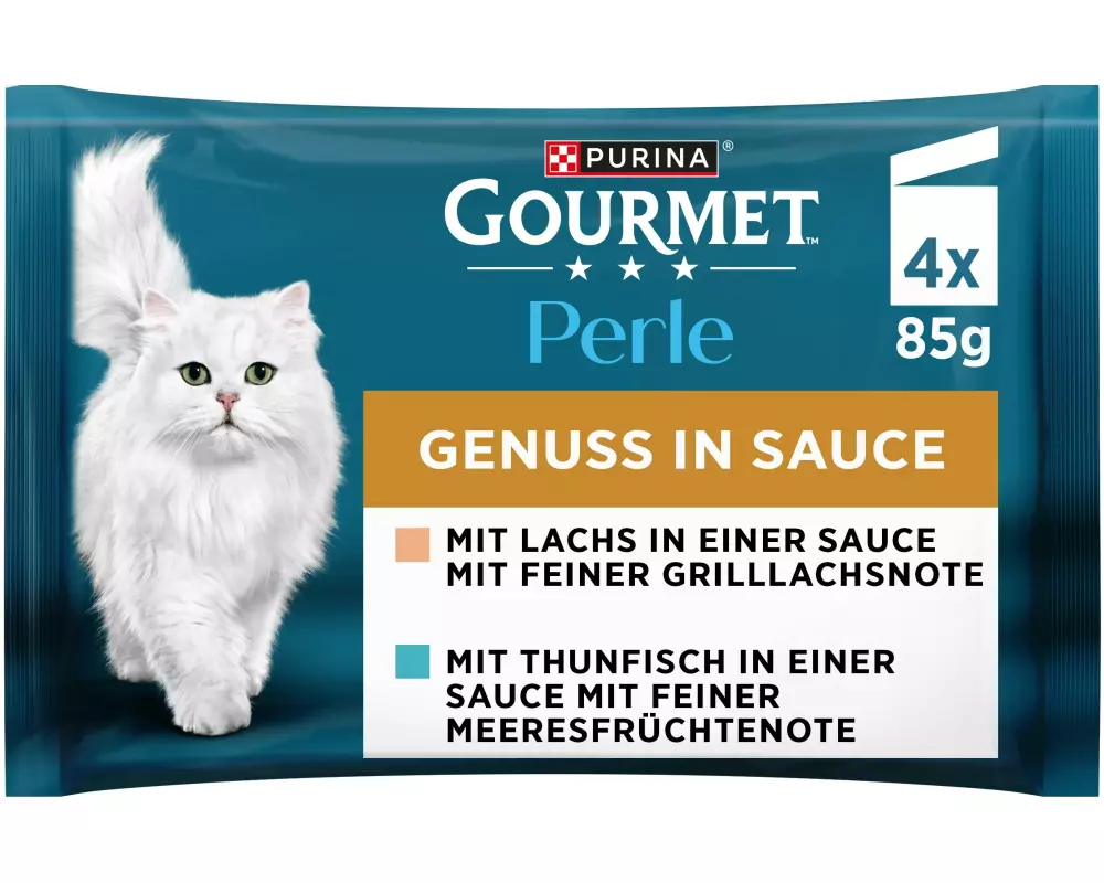 Purina Gourmet Nassfutter Perle Genuss in Sauce Lachs Thunfisch 4 x 85 g