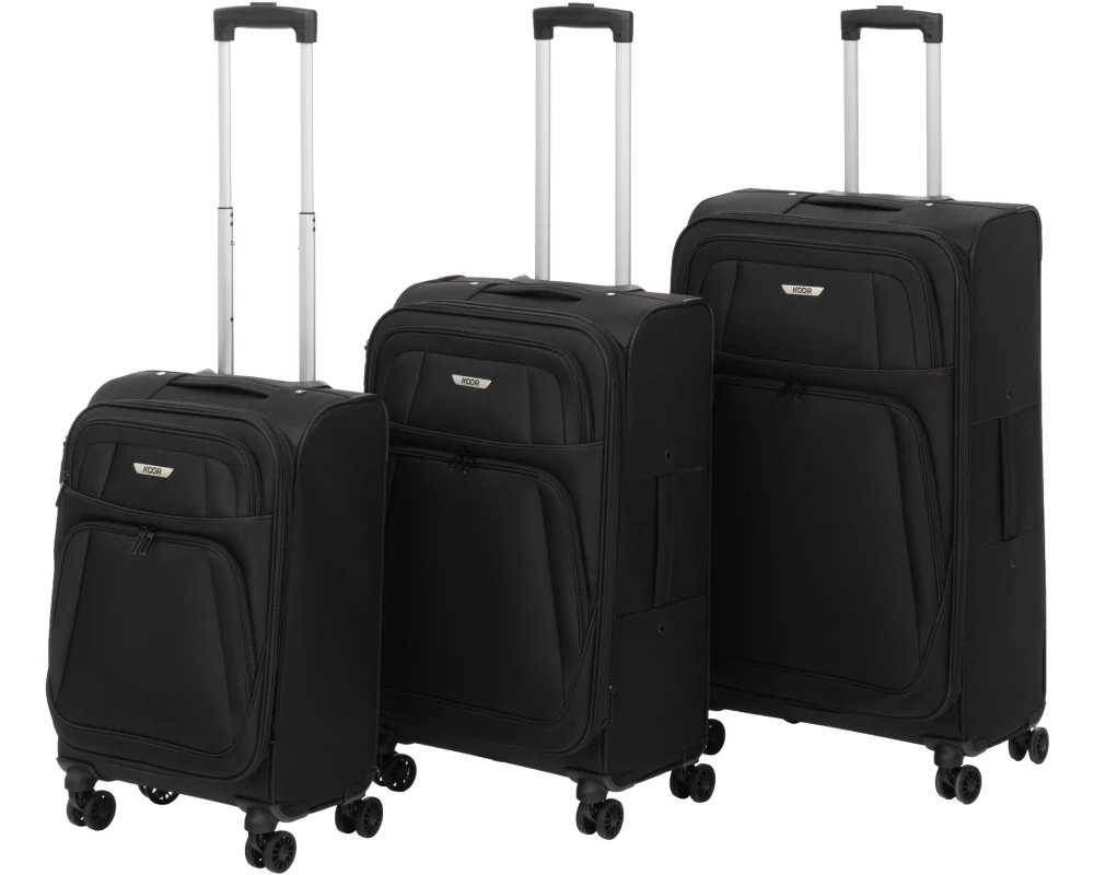 KOOR Reisekofferset Stoff 3-teilig, Schwarz