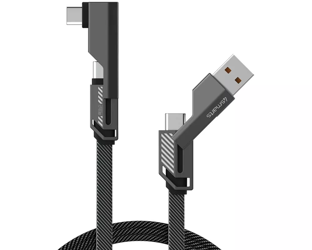 4smarts ComboCord Flat Right Angle 240W USB-A/USB-C - USB-C 1.5 m