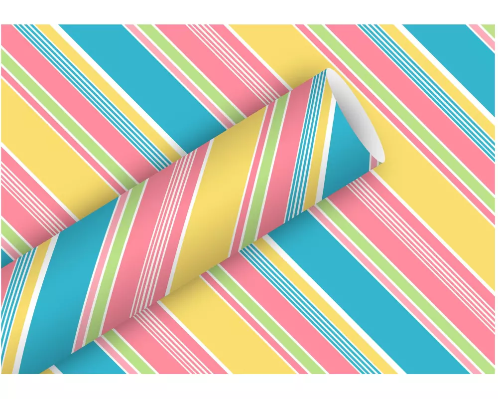 Braun + Company Geschenkpapier Chicago 2 m x 70 cm, Blau/Rosa