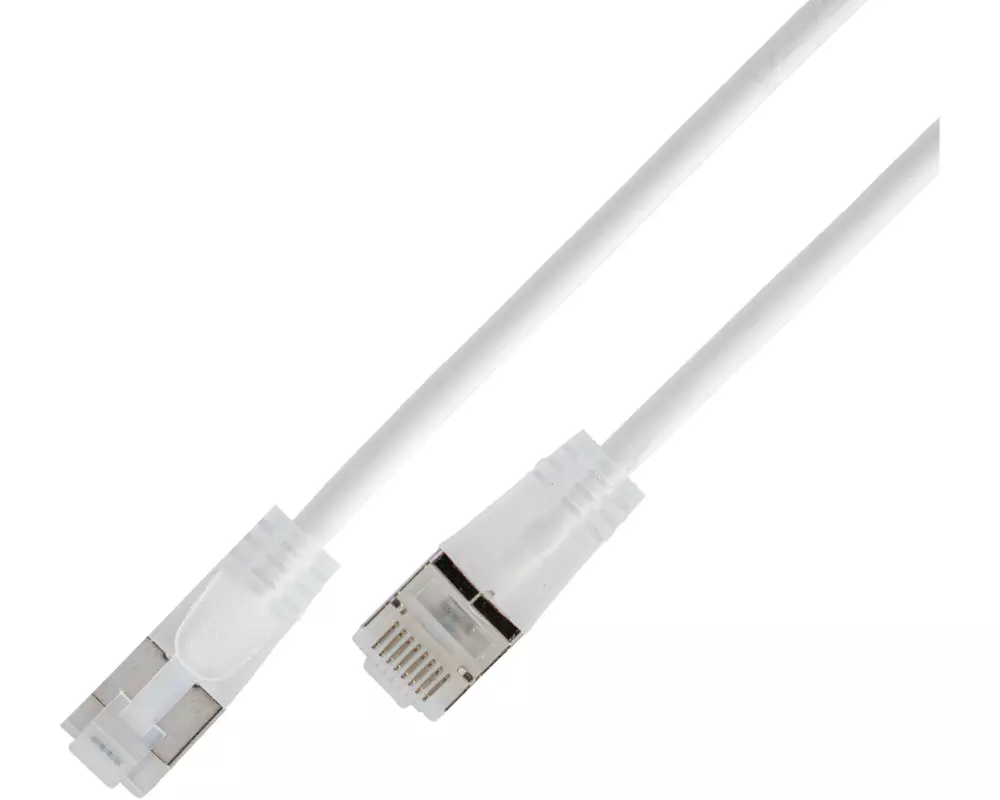 SLIM Slimpatchkabel RJ-45 - RJ-45, Cat 6A, U/FTP, 7.5 m, Weiss