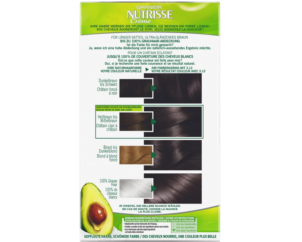 Garnier Haarcoloration Nutrisse Crème 3.12 Kühles Dunkelbraun