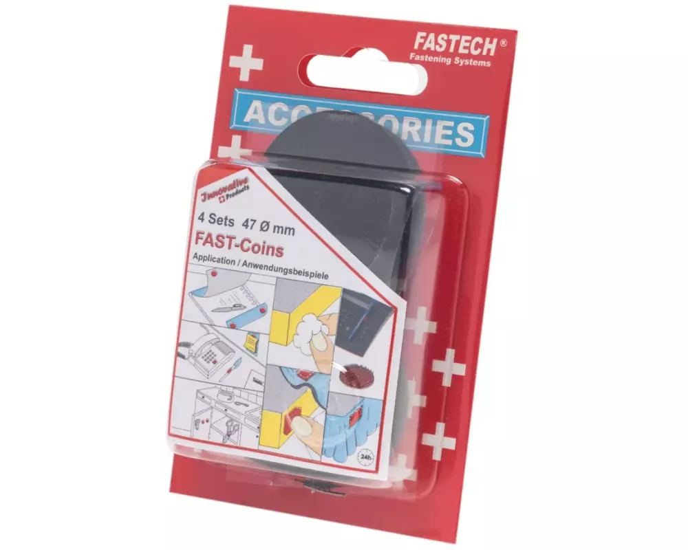 FASTECH Klettpunkte 47 mm selbstklebend Schwarz, 4 Paar