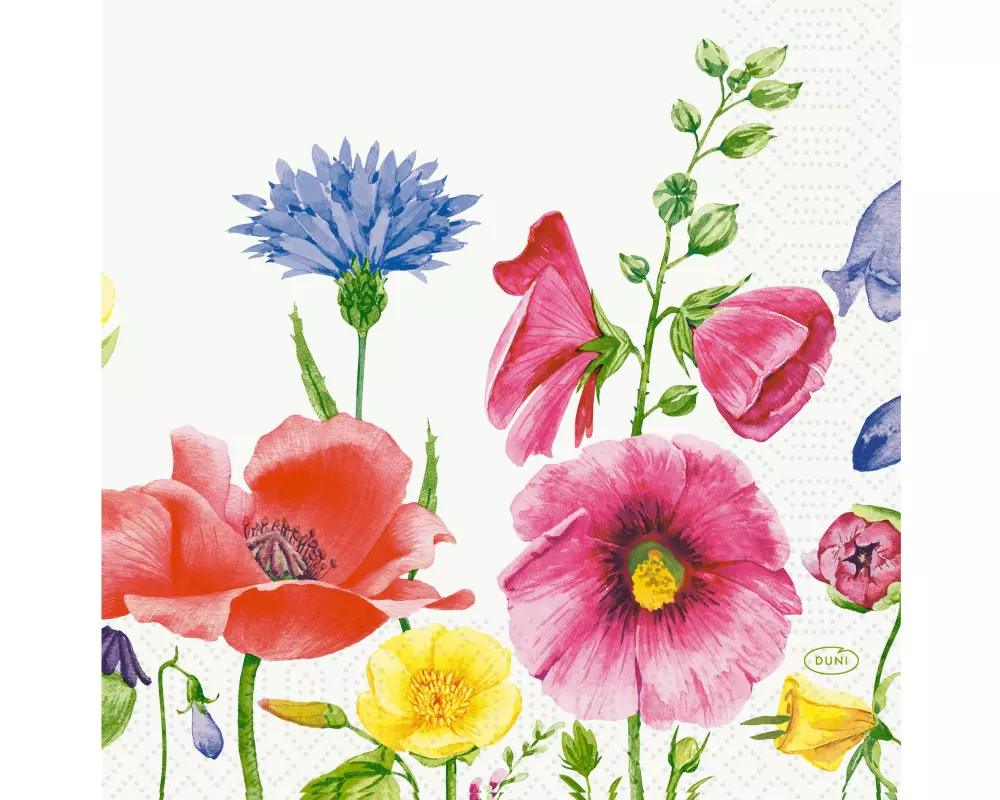 Duni Papierservietten Flowy 250 Stück, 33 x 33 cm, Mehrfarbig