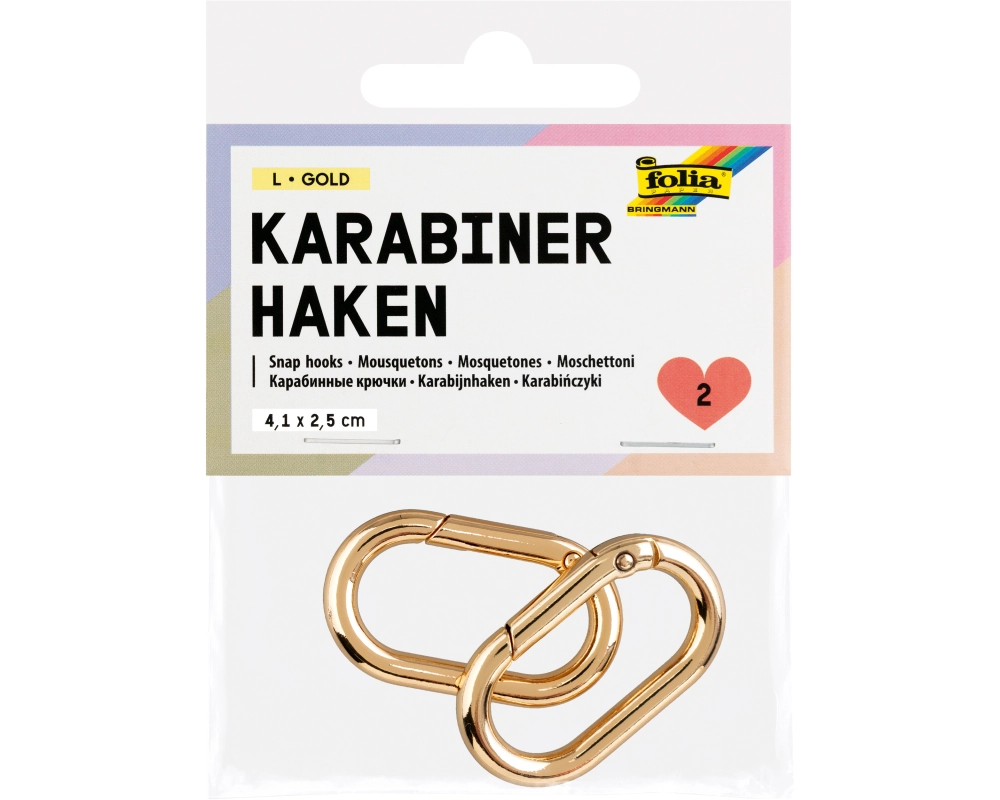 FOLIA Karabinerhaken L 4.1x2.5cm 78401 gold 2 Stück