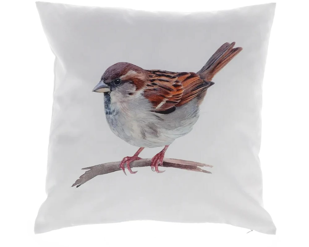 Esschert Design Outdoor Kissen Aquar. Spatz 50 x 50 cm, Mehrfarbig