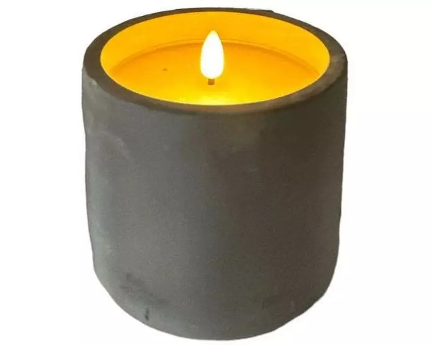 Dameco LED-Wachskerze im Zementtopf, 9.5 cm x 10 cm