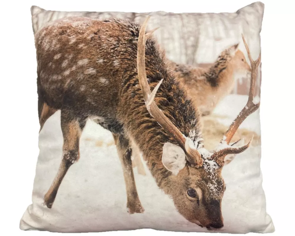 Dameco gefüllt Hirsch 40 x 40 cm, Beige/Braun