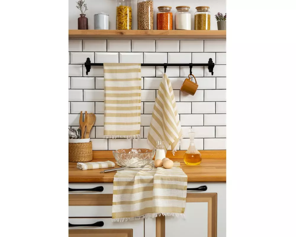 Hermia Geschirrtuch-Set Bella 4 Stück Senfgelb