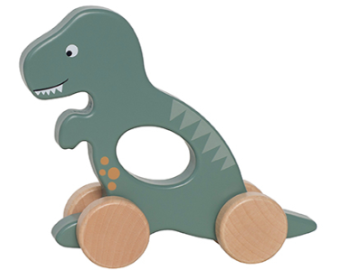 JABADABADO Dino aus Holz mit Rädern C2557 grün 19x5x16cm