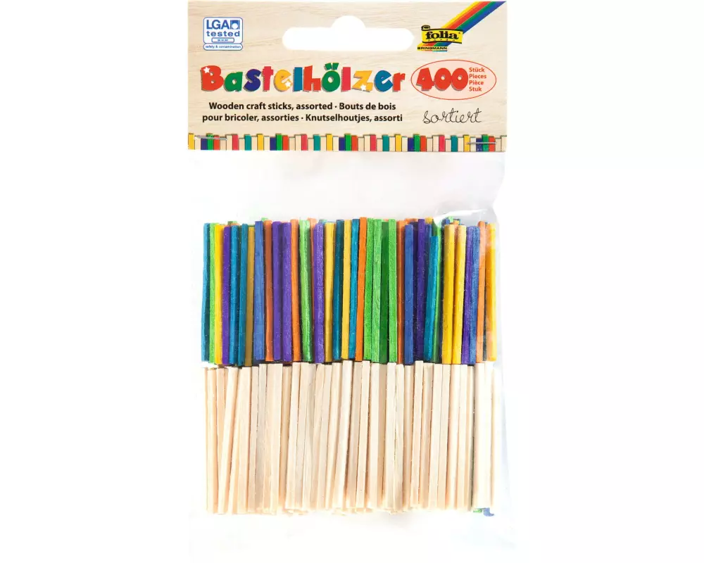 Folia Holzkleinteile Bastelhölzer Mix, 400 Stück 400 Stück