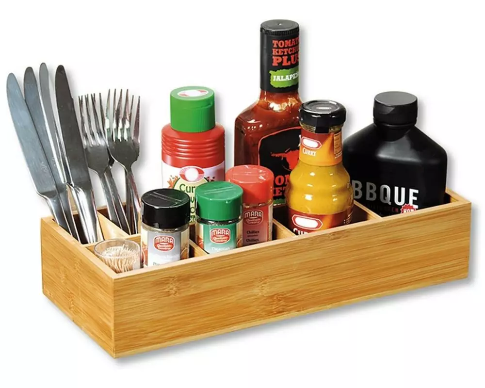 Kesper Küchenorganizer Bambus Natur 8 Fächer 36 x 15 x 7.5 cm
