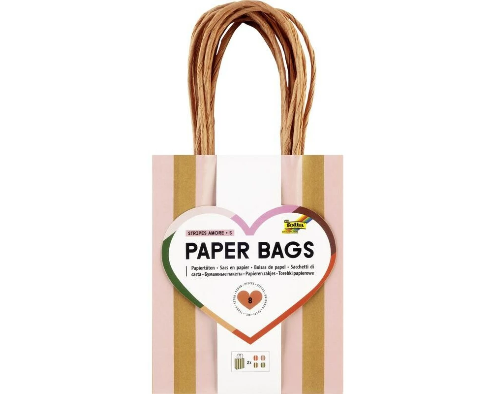 Folia Paper Bags S 20 Stück, 12 x 5,5 x 15 cm, 4 Motive sortiert
