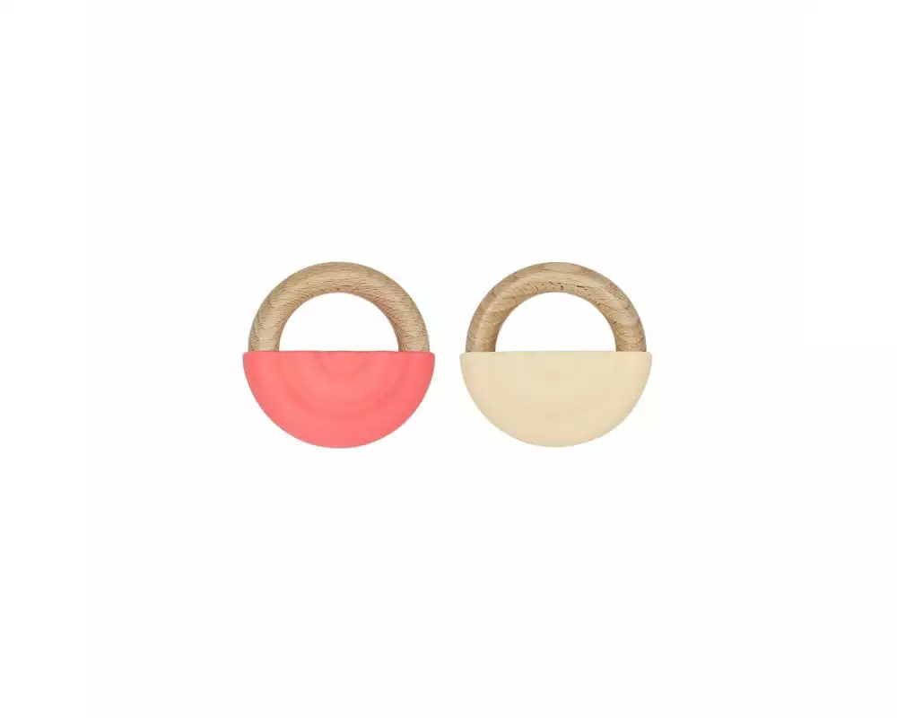 OYOY Beissring Rainbow 2 Stück, Rot/Vanille