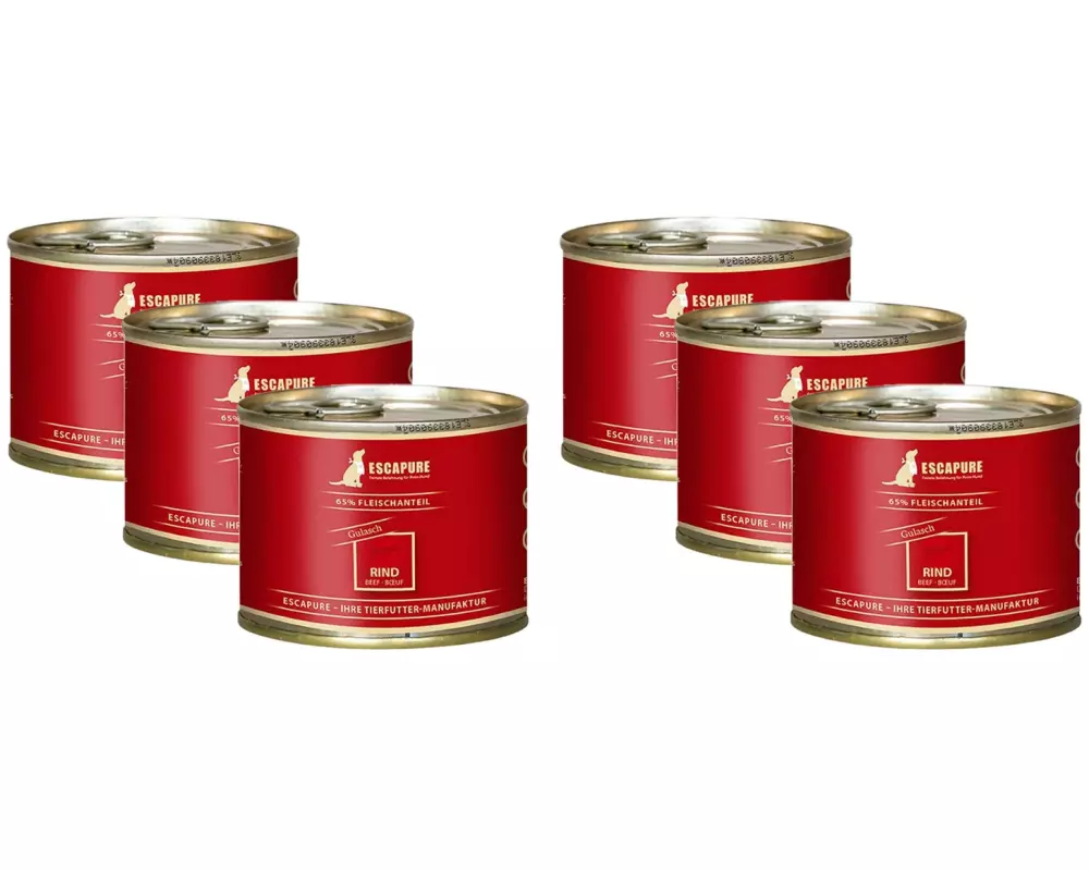 Escapure Nassfutter Rinder Gulasch, 6 x 200 g