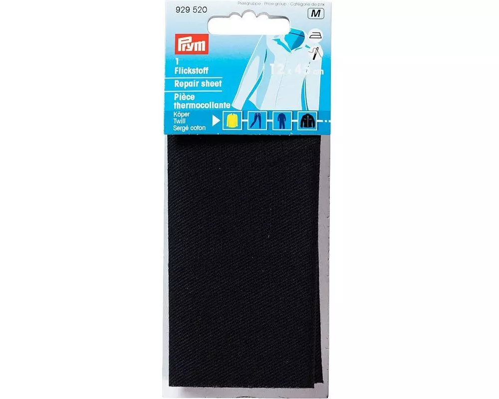 Prym Flickstoff Schwarz, 12 x 45 cm
