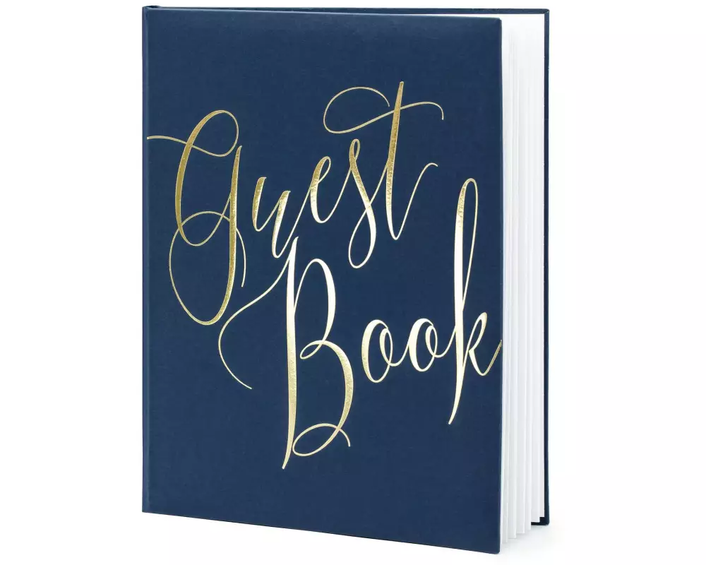 Partydeco Gästebuch Guest Book 20 x 24.5 cm, Blau/Gold