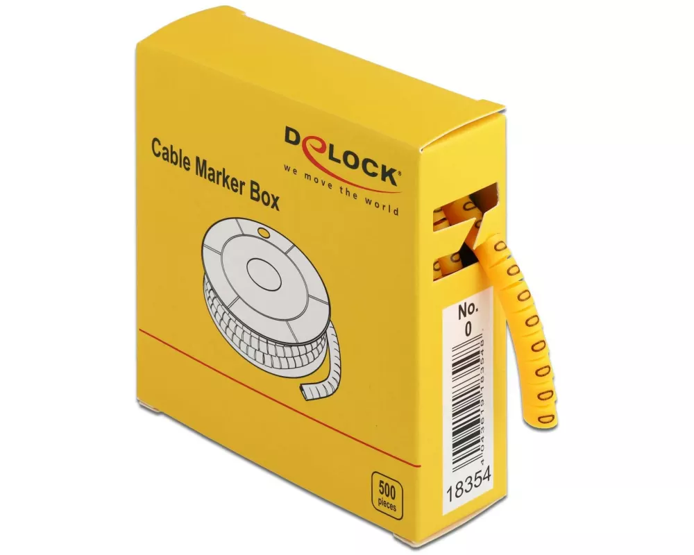 Delock Kabelkennzeichnung Nr. 0, gelb, 500 Stück