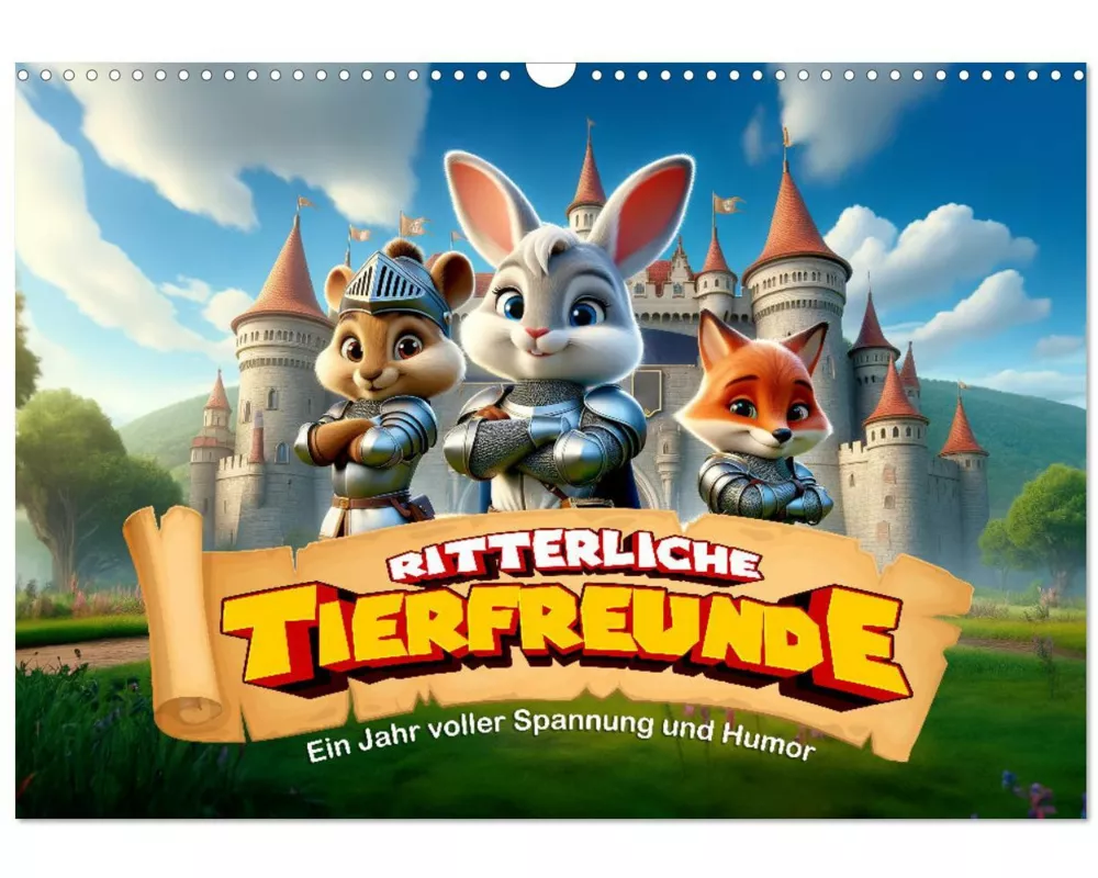 Ritterliche Tierfreunde: Ein Jahr voller Spannung und Humor (Wandkalender 2025 DIN A3 quer), CALVENDO Monatskalender