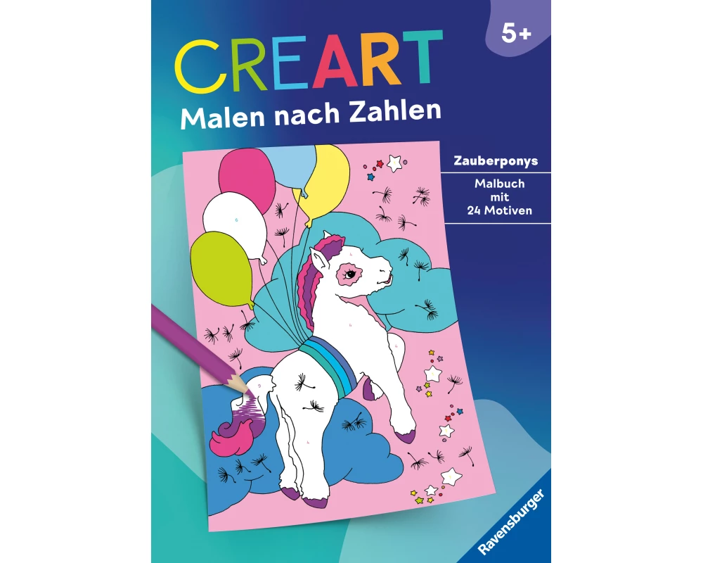 CreArt Malen nach Zahlen ab 5: Zauberponys