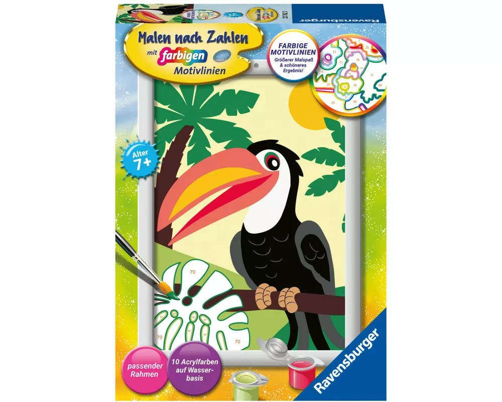 CreArt, Malen nach Zahlen Kinder - Tukan im Dschungel