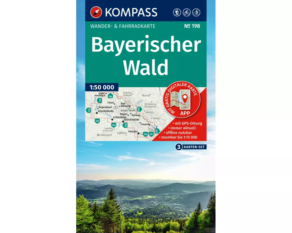 KOMPASS Wanderkarten-Set 198 Bayerischer Wald (3 Karten) 1:50.000