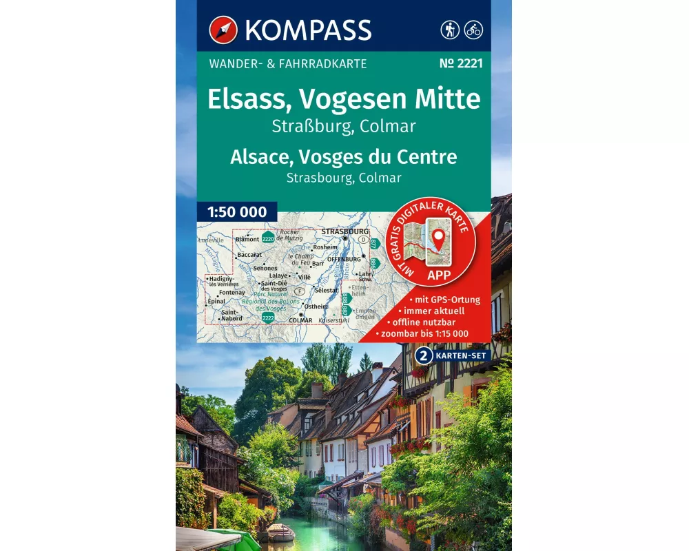 KOMPASS Wanderkarten-Set 2221 Elsass, Vogesen Mitte, Alsace, Vosges du Centre (2 Karten) 1:50.000