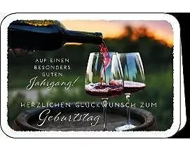 Doppelkarte / Zum Geburtstag (Rotwein) / quer