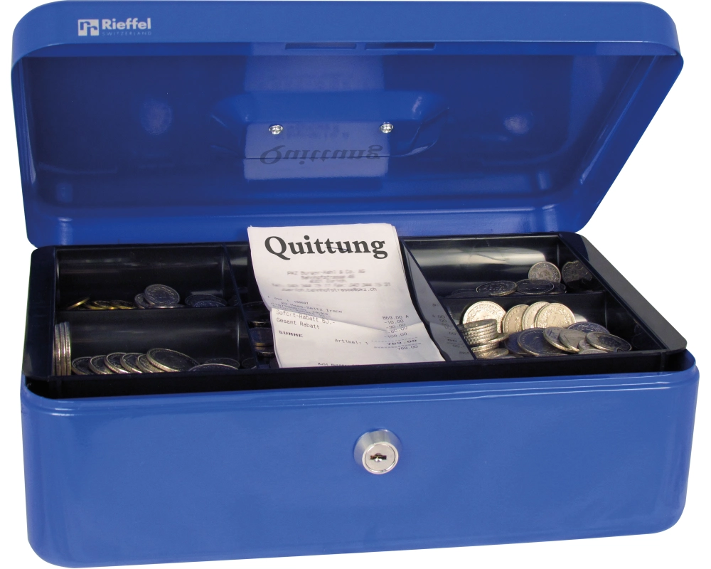 RIEFFEL SWITZERLAND Geldkassette Valorit VT-GK 3 BLAU 8,2x26,2x19,2cm blau