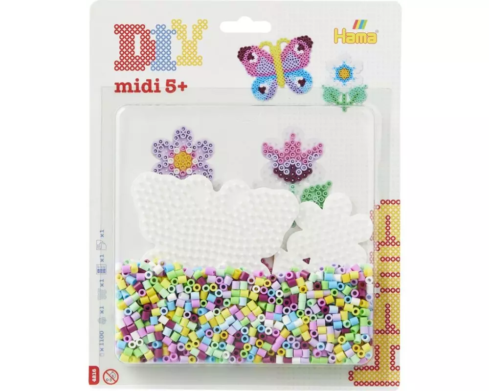 Hama Bügelperlen-Set Midi Schmetterling und Blume Schwarz