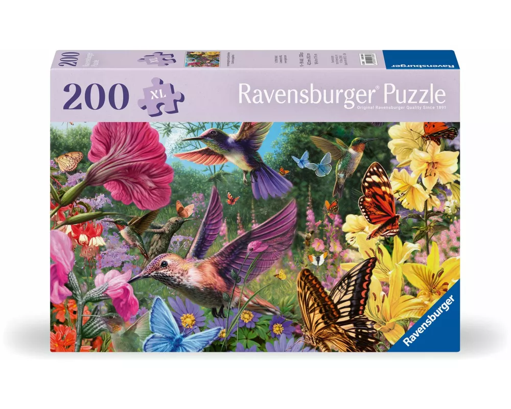 Feel Well & Puzzle - Kolibris und Schmetterlinge - Erwachsenenpuzzle mit 200 XL-Teilen und extra Bildvorlage
