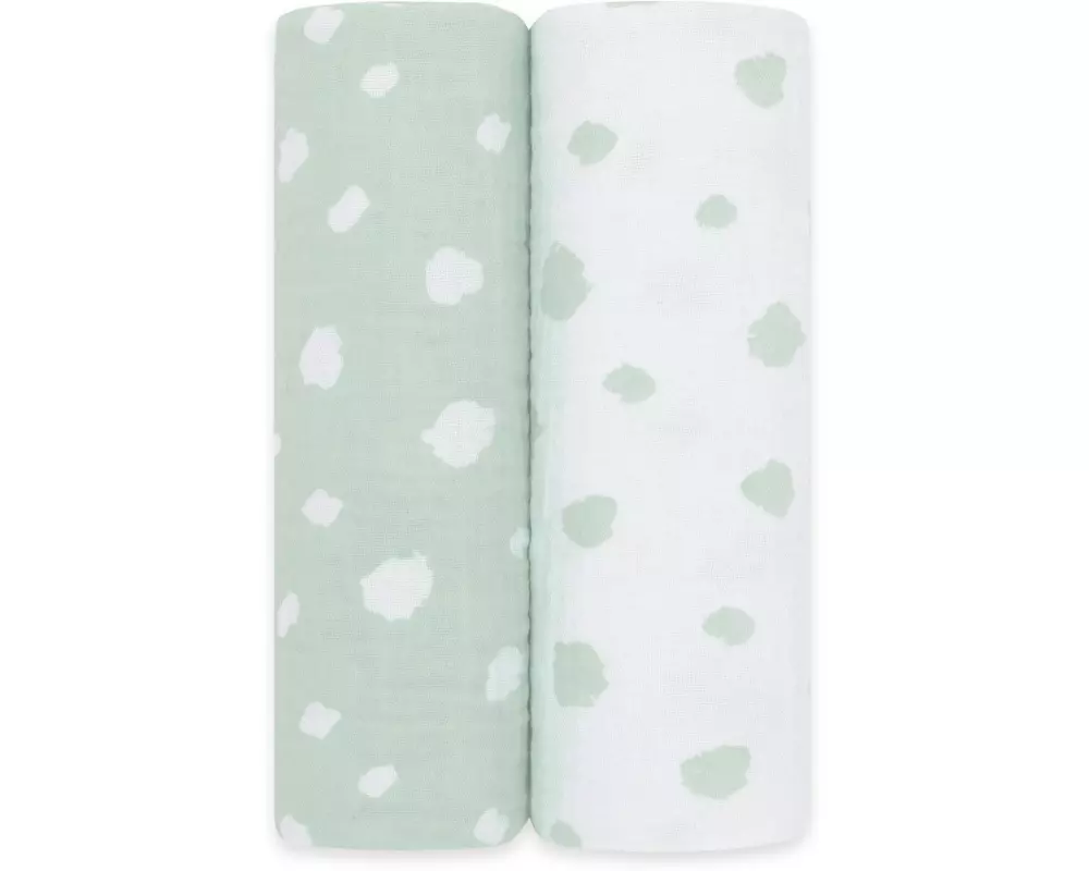 emma & noah Moltontuch 2er Set Punkte Mint 70 x 70 cm