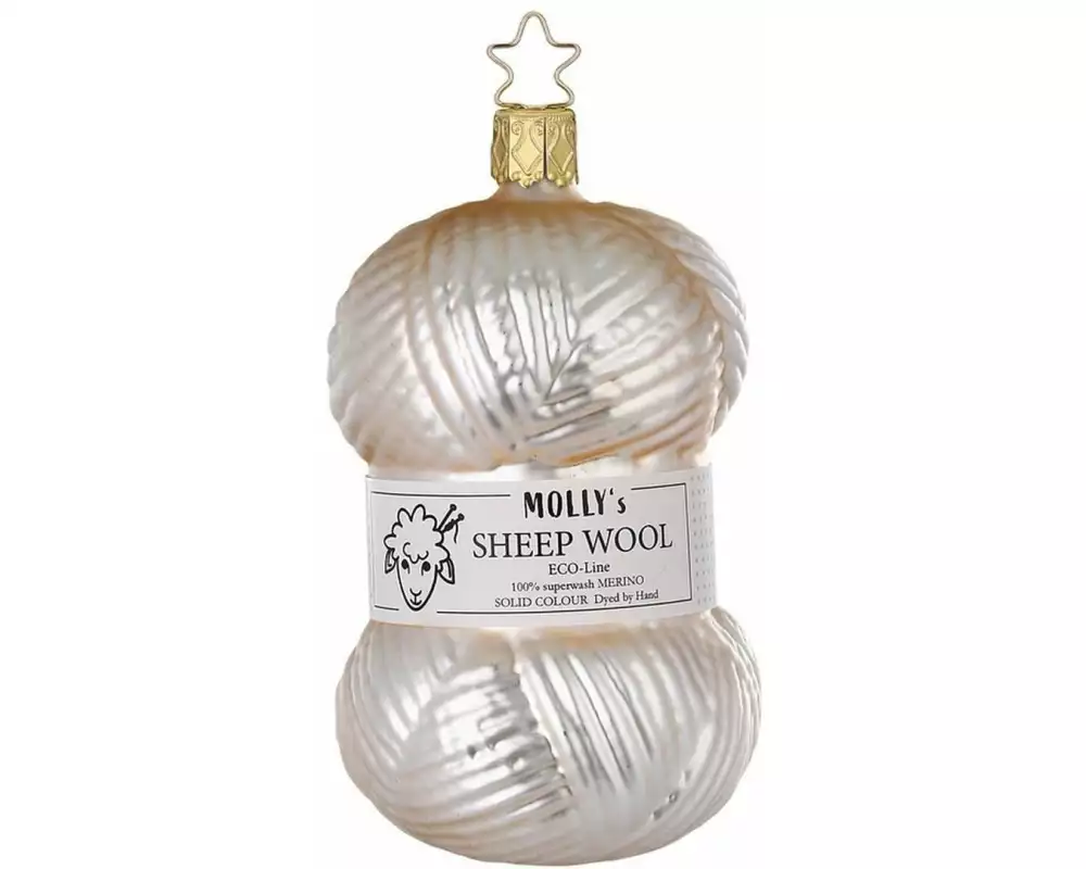 Inge Glas Manufaktur Weihnachtskugel Wolle Beige