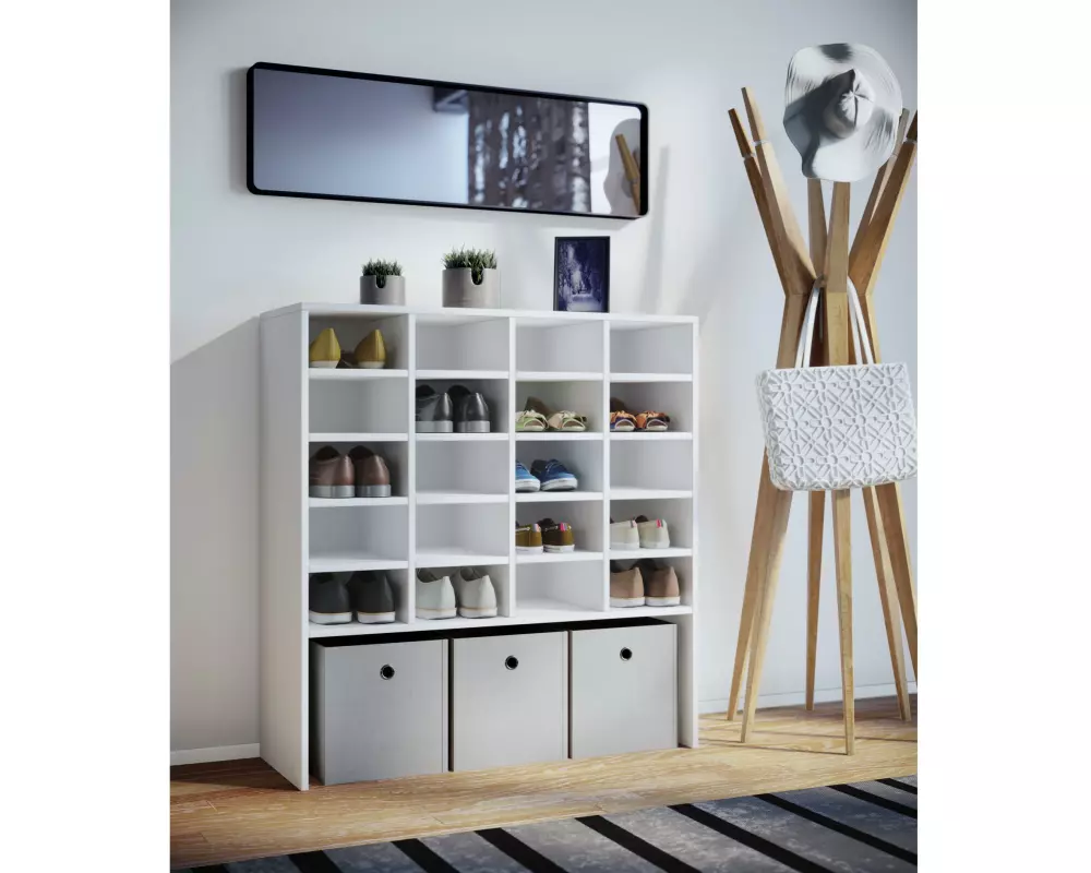 VCM Schuhschrank Hinsol XL 92 x 99 cm, Weiss