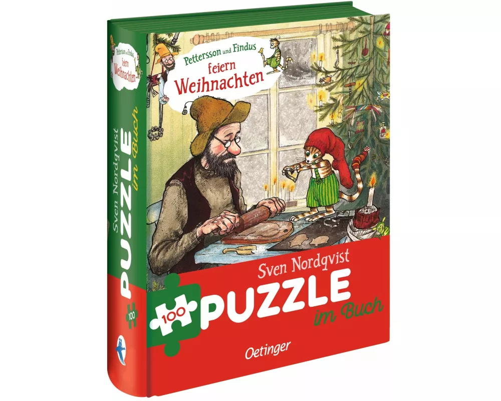 Pettersson und Findus feiern Weihnachten. Puzzle im Buch. 100 Teile