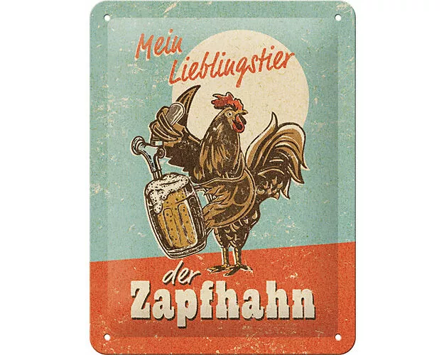 Blechschild. Open Bar/ Lieblingstier Zapfhahn