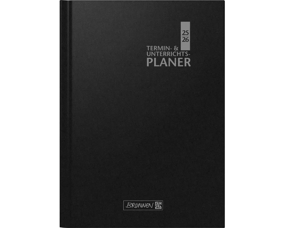 BRUNNEN Termin- & Unterrichtsplaner (2025/2026), 2 Seiten = 1 Woche, A4, 224 Seiten, Kunststoff-Einband Baladek, schwarz