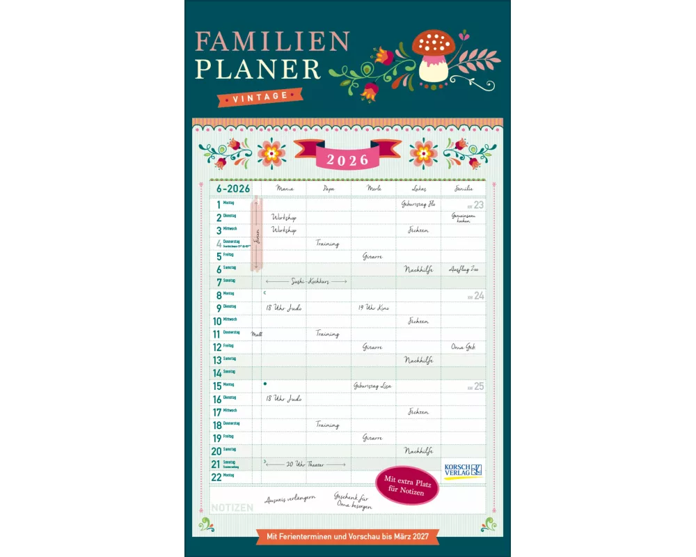 Familienplaner Vintage 2026