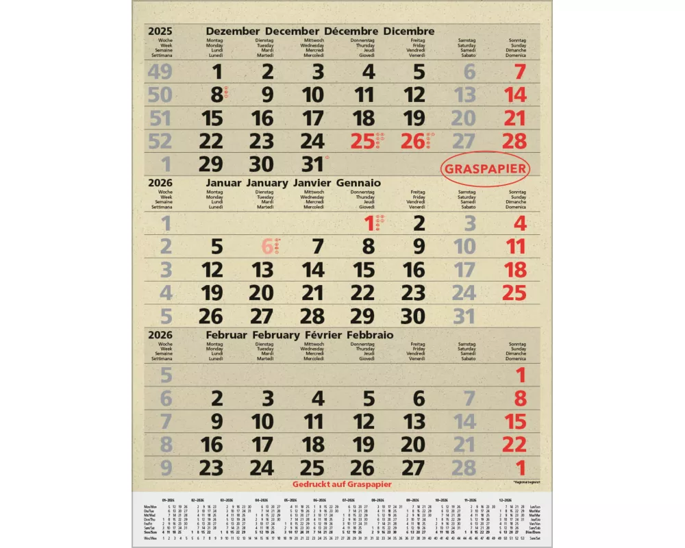 3-Monats-Planer Comfort aus Graspapier 2026