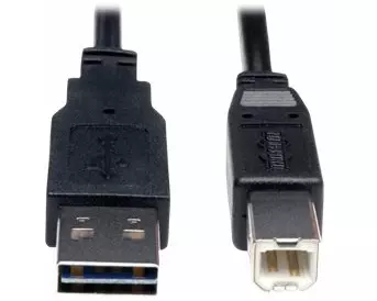 EATON TRIPPLITE Universal Reversible, USB 2.0 Cable, Reversible A to B, M/M, 3ft. 0.91m