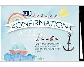 Doppelkarte / Zur Konfirmation (Schiff,Anker / / / ) / Quer