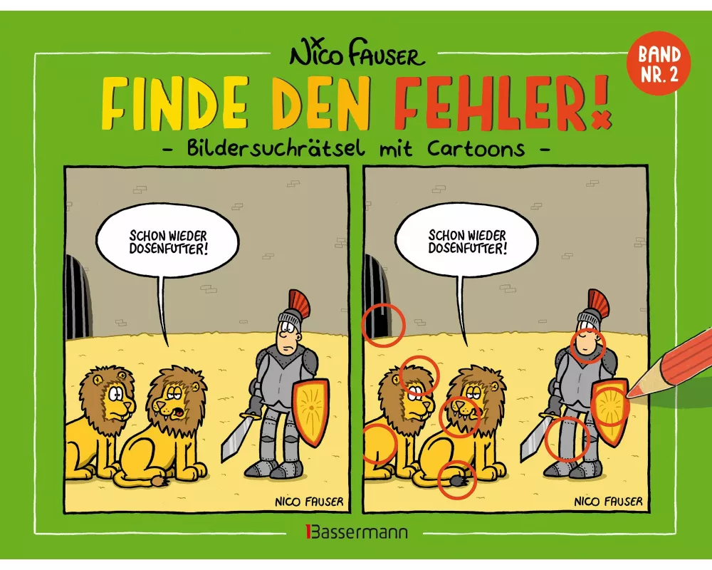 Finde den Fehler - Band Nr.2 - Bildersuchrätsel mit Cartoons